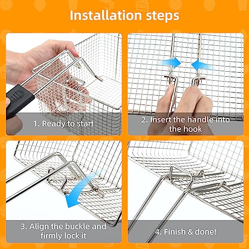 Electric Fryer Basket for Frying Serving Food, with Rubber Handle Grip, 7.2" x 8.3" x 4.3" Heavy Duty Construction Suitable for fry chicken, fish, french fries, (2 Pcs) - style: 2 pcs