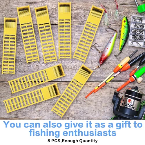 Meooeck 8 Pieces Fish Hook Holder Snelled Fishing Leader Holder 10.6 x 2.36 x 0.67 Inch Line Organizer for Storing Line Rigs - color: Yellow