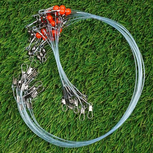 Fishing Leaders Saltwater Tackle Surf Fishing Rigs High Strength Mono Fishing Wire Leaders with Swivel Snaps Beads Gear Equipment for Lures Bait Hooks, 1Arm 2Arms - color: Blue