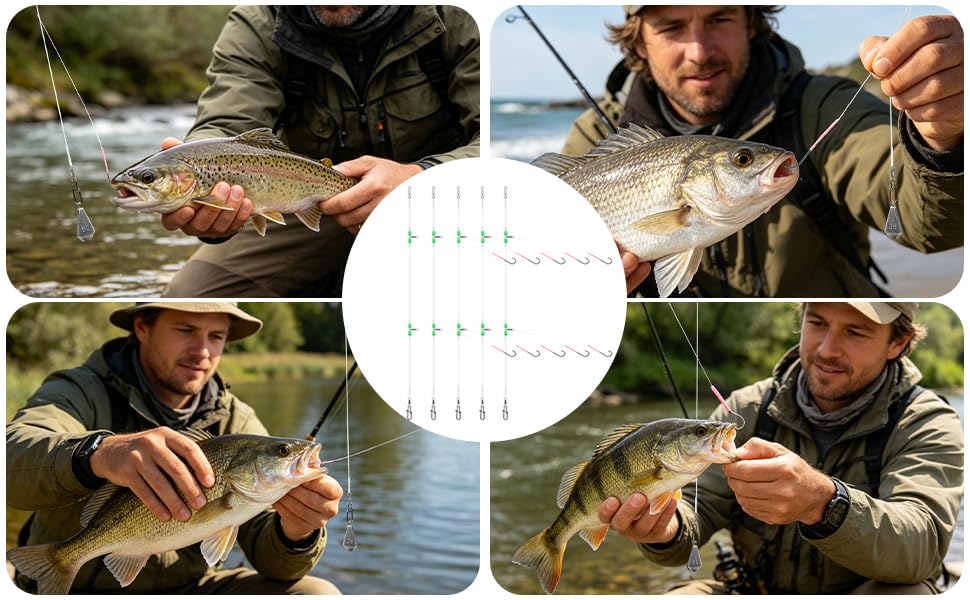 Realure 5 Pack Pre-Tied High-Low Surf Fishing Rigs, 3 Sizes 1/0#-3/0# Double Hook Bottom Rig, Hand Tied Saltwater Tackle for Flounder, Cod, Striped Bass, Whiting, Redfish Pier Surf Casting - size: 5Pcs 2/0#
