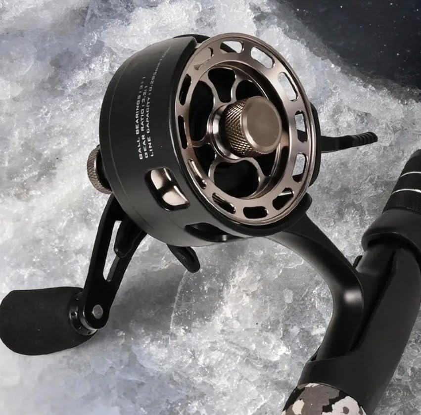 Pack of 1 Inline Fishing Reel Large Spool Diameter Inline Freespool Reel Wear Resistant 3 + 1 BB Ice Fishing Gear for Sea Lake Pond Metal