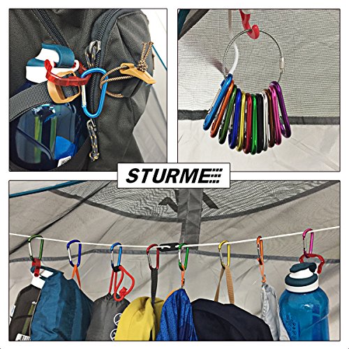 STURME 2" Aluminum D Ring Carabiners Clip D Shape Spring Loaded Gate Small Keychain Carabiner Clip Set Outdoor Camping Mini Lock Snap Hooks Spring Link Key Chain Durable Improved 24 PCS - color: Black