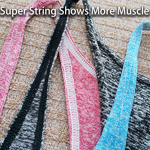 Stringer Bodybuilding Tank Tops Low Cut Off Gym Workout Training Stretch Polyester Quick Dry T Shirts - color: Black&blue&pink, size: Medium