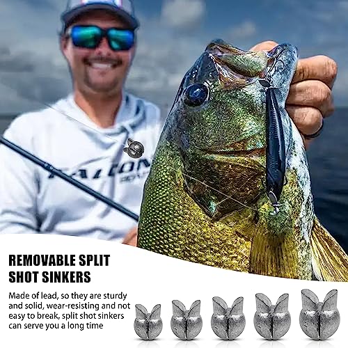 100 Pack Split Shot Fishing Weight Removable Clip On Fly Fish Line Sinkers Round Egg Fishing Sinker Saltwater Lead Weight Bass Fishing Freshwater - color: Mix 5 Size - 165 Pack