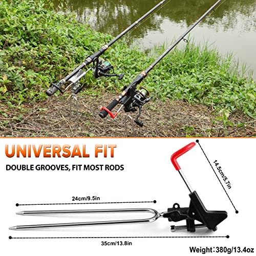 PLUSINNO Fishing Rod Holders - Upgraded 360 Degree Adjustable Fishing Pole Stand Equipment for Bank, Beach, Gift for Men - style: 2 Pack Fishing Rods Holder(red and Black)