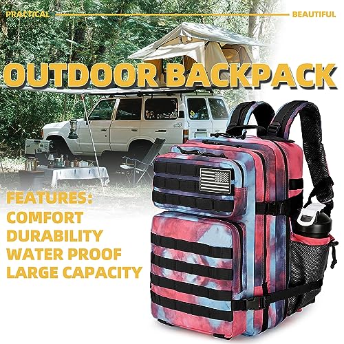 Lovelinks21 25L Tactical Backpack Military Tactical Backpack for Men and Women Small Assault Pack Outdoor Travel Hiking Camping Rucksack with Molle Webbing (Nebula Camo) - color: Nebula Camo