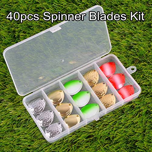 Colorado Spinner Blades Fishing Lures Kit 40pcs DIY Lure Making Set for Spinner baits Spoons Walleye Rig Trout Salmon Bass Fishing - style: A-40pcs