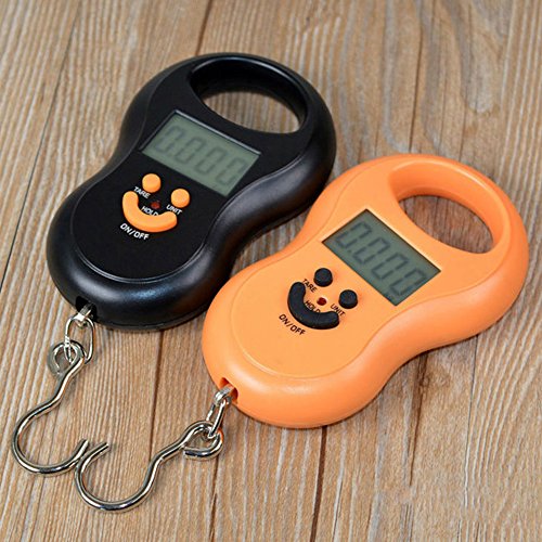 Pocket Portable 50kg/10g LCD Digital Scale Electronic Hand Held Hook Belt Luggage Hanging Scale Backlight Balance Weigting Random Color - color: orange