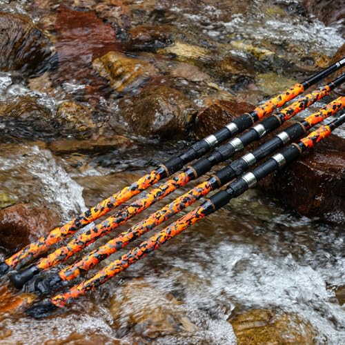 Sougayilang Surf Spinning Fishing Rod Carbon Travel Surf Rod M/MH 3 Piece Spinning Fishing Rod 9'/10'/11'/12' - color: orange, size: 12ft-Spinning-3Pc-H