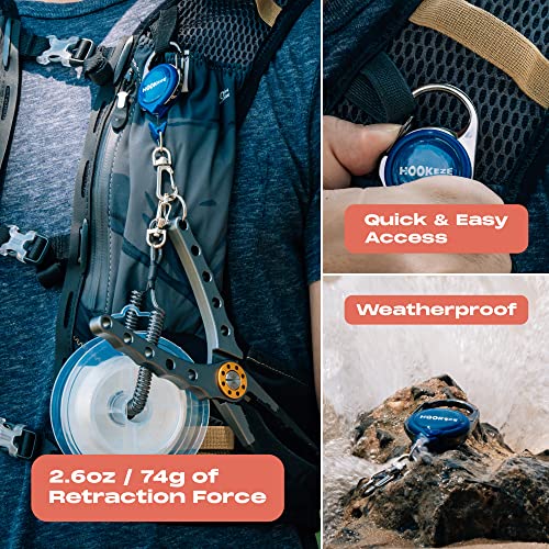 Hook-Eze Fishing Knot Tying Tool and Zinger Retractor Combo | Stocking Stuffers Gifts for Men, Fishing Gear and Equipment for Nippers, Forceps, Fly Float Ant, Belt Loops & Backpack