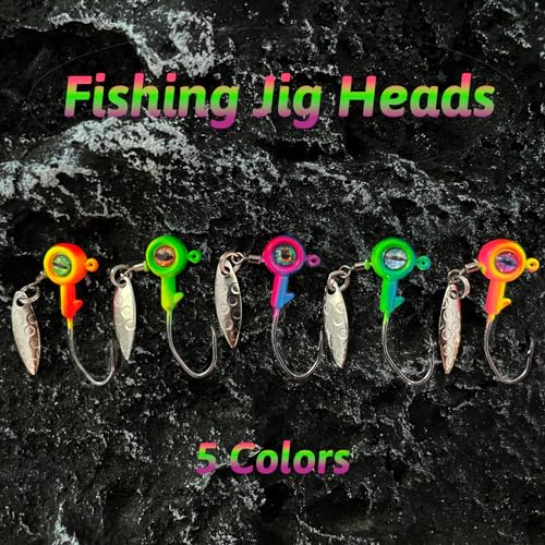 Crappie Jigs with Spinner - 1/32 oz, 1/16 oz, 1/8 oz Underspin Jig Heads for Crappie, Panfish, Bass - 40pcs - color: 1/8oz