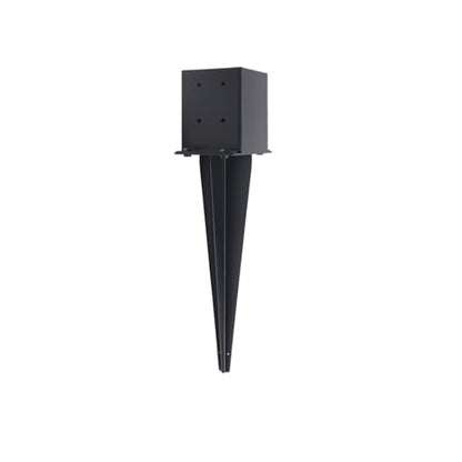 2 Pcs 22-inch 4"x4" Fence Post Anchor Ground Spike(Internal 3.6"x3.6") | Metal Post Stake Ground With Black Powder-Coated|Fence Stakes Post Base For Deck|Fence|Porch|Railing|Mailbox - size: 2, style: 4"x 4"