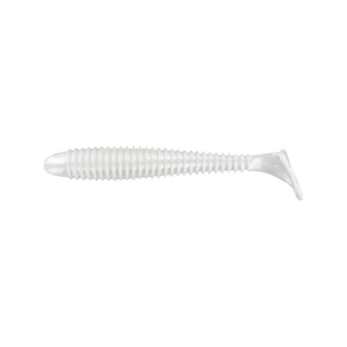 Moose Baits 3.8” Paddle Swimmer Soft Plastic Baits – Bass Fishing Lures - Soft Lure Bass, Durable Plastic Bait Swimmer for Freshwater Bass (6 Pack) - color: Pearl