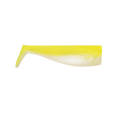 JYG PRO FISHING. Chubby Swimbait. Taller Profile Soft Plastic Fishing Lure. EZ-RIG Swimbait Jig Head. Slow Roll Paddle Tail. Saltwater Freshwater Fishing Gear. Chubby Collection - color: Paddle Tail - Highlighter Pearl, size: 3 Inch