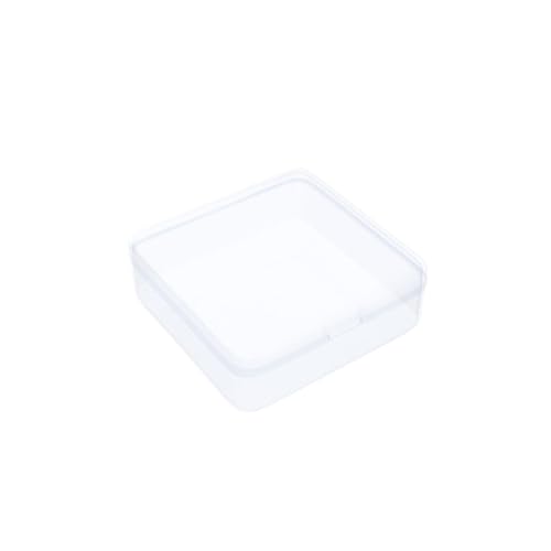 Goodma 4 Pieces Square Empty Mini Clear Plastic Organizer Storage Box | 4.92 x 4.92 x 1.38 inch, Hinged Lids, For Small Items, For Craft Projects - size: 4.92 x 4.92 x 1.38 inch