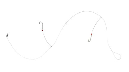 Sea Bass Rigs, Hand-Tied 6-Pack Hi-Lo Saltwater Fishing Rigs with 2/0 & 3/0 Gold Baitholder Hooks, 50lb Mono Leader, Sinker Loop & 97lb Swivel for Porgy, Fluke, Tautog and Bottom Fishing - size: 3/0 Baitholder