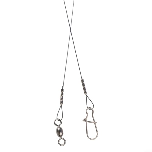 Titanium Fishing Leader Wire with Swivel and Duo-Lock Snap, 7x7 Steel Core for Predatory Fish, Anti-Kink High Strength Tackle for Pike Musky Bass - size: 30cm 14kg