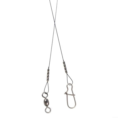 Titanium Fishing Leader Wire with Swivel and Duo-Lock Snap, 7x7 Steel Core for Predatory Fish, Anti-Kink High Strength Tackle for Pike Musky Bass - size: 30cm 14kg