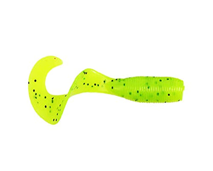 Yamamoto 5" Single Tail Grub Soft Plastic Fishing Angling Swimbait Lures with Tail-Curling Action - 20 Pack - color: CHARTREUSE W/ LARGE BLACK FLAKE (20 PACK), size: 5" SUPER GRUB