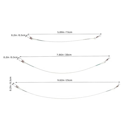 Yardwe 60pcs Fishing Wire Leader: Bite-Proof Steel Fishing Line - High Strength Leader Line Tackle for Saltwater and Freshwater - Portable Wire Trace Kit 15/20/25cm