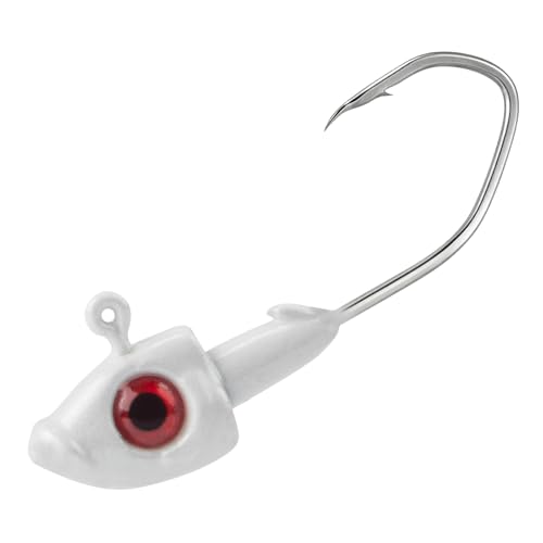 Dr.Fish 10 Pack Crappie Swimbait Jig Heads Freshwater Fishing Jig Minnow Style 3D Eyes Sickle Hook for Panfish Bluegill Bass Walleye Trout Fishing - color: White, size: 1/32oz-10 Pack