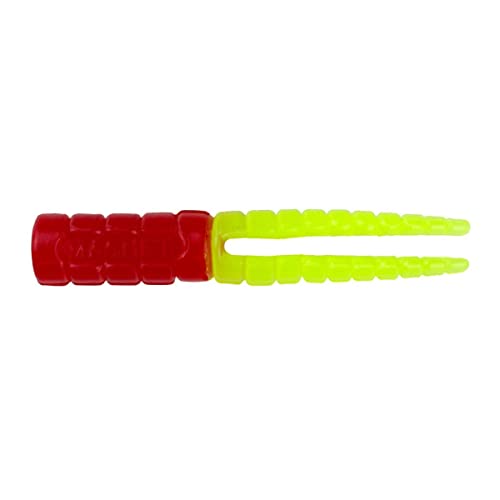 Crappie Magnet 50-Piece Split-Tail Grub Body Pack, Red/Chartreuse