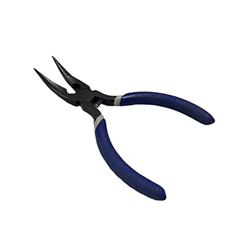 Fish Bone Pliers/Tweezers 5 Inches Bent Needlepoint Nickel Iron Salmon Pin Bone Pliers Tweezers for Salmonbone Removing, Plucking and Pulling Pin (Blue) - color: Blue