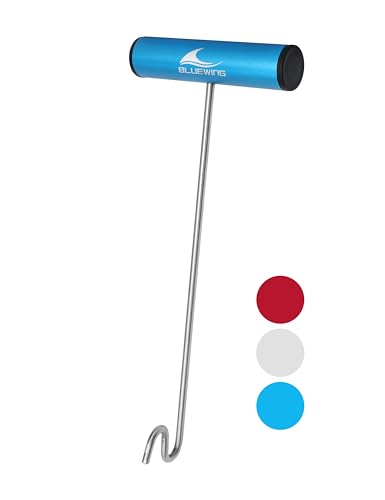 BLUEWING Fishing Hook Remover 12in/24in Stainless Steel Fish Dehooker Saltwater Push and Pull Dehooking Tool, Twist Resistance Design 1pc - color: Blue, size: 12", style: Dual Curve Design