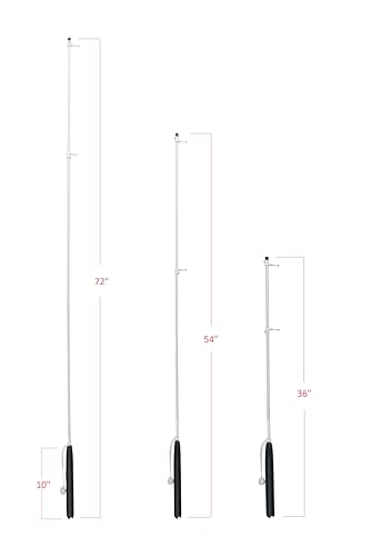 South Wind Designs Boat Flag Pole - Outdoor Boat Flagpole for Rod Holder & Rocket Launcher, Marine Grade Fiberglass, EVA Foam Base with Gimbal End, Stainless Clips - 4.5ft Pole - size: 4.5' Pole