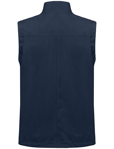 Little Donkey Andy Men's Lightweight Quick Dry Vest Windproof Sleeveless Jacket with 11 Pockets for Travel Fishing Hiking - color: Deep Blue, size: Medium