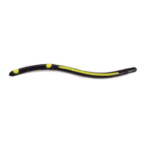 Kelly's Striper 12 Pack Anise Scented 3 Hook Pre-Rigged Worms, Plastic, 5.5 Inches, 8 Colors, Made in USA - color: Black/Yellow