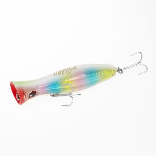 Saltwater Popper Lure Topwater Popper Lure Saltwater, Fishing Accessories for Saltwater Surface Casting and Freshwater Surface Fishing, Large Predator Fish - color: Rainbow