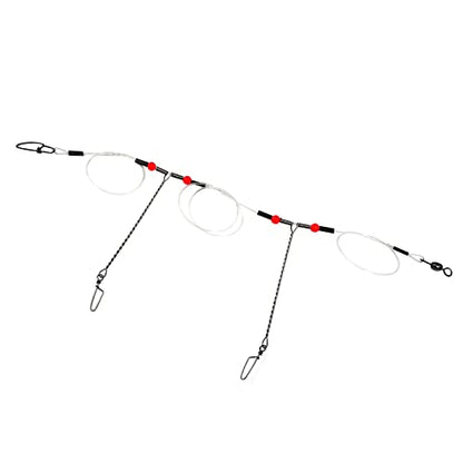 YOTO Fishing Tackle Leaders,Hi-Low Rig,Double Arms Saltwater Stainless Steel Leader with Swivels,High-Strength Fish Wire Gear Equipment, Fishing Gift - color: D2-Nylon Leader-70lb-24pcs