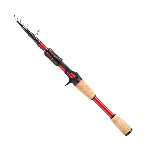 EOW XPEDITE LITE Portable Telescopic Fishing Rods & Combo, Spinning & Casting Fishing Poles, 24T Carbon Rod Blanks, Solid Carbon Tip, Split Cork Grips, Travel Rod, Combos with 5+1BB Spinning Reel - size: 7'-M-Fast, style: Rod- Casting