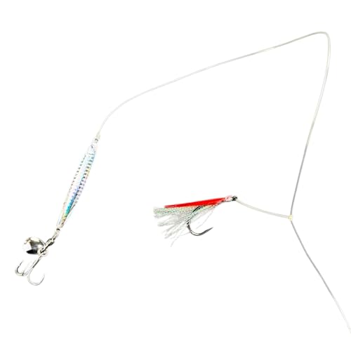 Fish Skin Teaser - Hand-Tied Japanese Maruseigo #28 Assist Hook for Haddock, Shad, Striped Bass, Bluefish & Fluke - Soft Plastic/Metal Jig Assist Hook