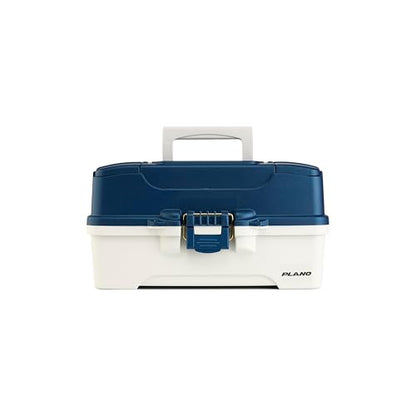 Plano Three-Tray Tackle Box Striper Kit, Blue/Grey, Rust-Proof Brass Latch, Top-Access Tray Compartments with Deep Storage, Made in the USA, Portable Fishing Gear Storage Organizer - style: Striper
