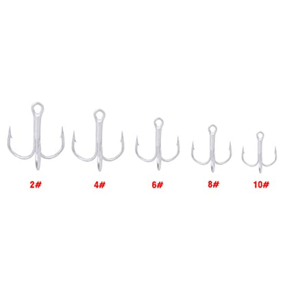 AMHDV 100pcs Treble Hooks Barbed Sharp Treble Hook for Freshwater and Saltwater - color: Silver, size: 2# 100pcs