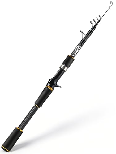 Jenseits 7FT Fishing Rod, 24T Carbon Fiber Telescopic & 4-Piece Travel Rod, Spin and Cast Options, Stainless Steel Guides with Ceramic Inserts, for Bass, Trout, Catfish, Freshwater & Inshore Fishing - size: Cast-7ft-Medium Heavy-Fast