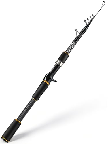 Jenseits 7FT Fishing Rod, 24T Carbon Fiber Telescopic & 4-Piece Travel Rod, Spin and Cast Options, Stainless Steel Guides with Ceramic Inserts, for Bass, Trout, Catfish, Freshwater & Inshore Fishing - size: Cast-7ft-Medium-Fast