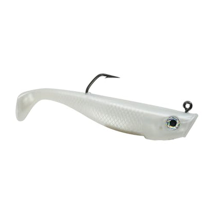 Hogy Protail Paddle Pre-Rigged Swimbait Saltwater Fishing Lure VMC Hook | Pre-rigged paddle tail swimbait with VMC Barbarian hook for Striped Bass, Bluefish, Snook, Tarpon & Tuna. - color: Bone, size: 6.5"/2oz