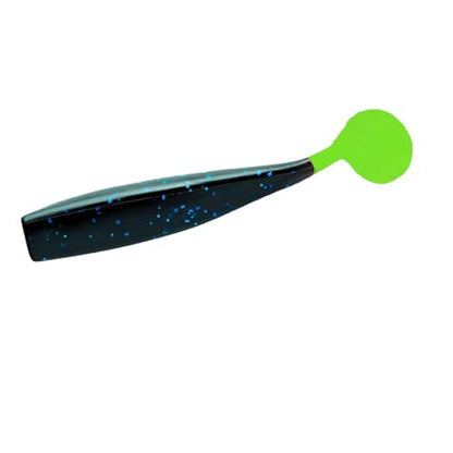 Lunker City Fishing Shaker 3.25" Swimbait Soft Plastic Bass Walleye Lure Saltwater Swimming Tail Action Pike Swim Bait, 7 Per Bag, Made in The USA - color: 184 Black Blue Flake/ Chart Tail