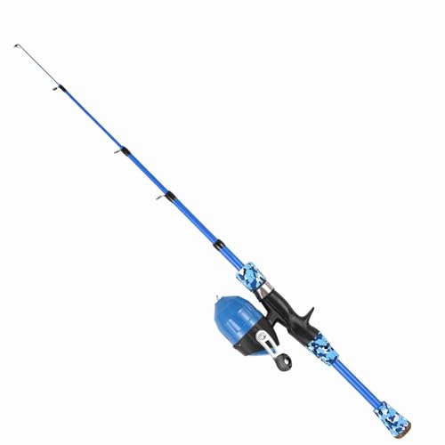Kids Fishing Rod and Reel Combo, 47in/59inTelescopic Fishing Pole Portable Fishing Kits Lightweight with Fishing Lures Fishing Lines Fishing Hooks - color: Blue, size: 1.5m