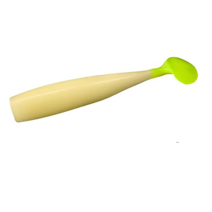Lunker City Fishing Shaker 3.25" Swimbait Soft Plastic Bass Walleye Lure Saltwater Swimming Tail Action Pike Swim Bait, 7 Per Bag, Made in The USA - color: 175 Glow Chartreuse Tail
