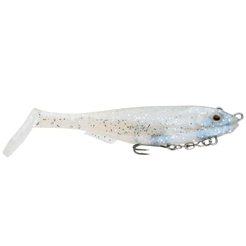Strike King Final Copy Fishing Lure, Pre-Rigged Soft Plastic Swimbait, Free-Swinging Size 4 Treble Hook, Belly Magnetic Hook Keeper, 7/8-Ounce - color: Pearl