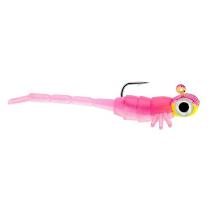 Northland Tackle Rigged Tungsten Broom Bug Ice Fishing Jigs with Sharp Hooks, 2 Pre-Rigged Jig Heads & 3 Extra Ice Fishing Plastics, Tungsten Jig Heads for Panfish, 1/16 Oz, Fruit Fly