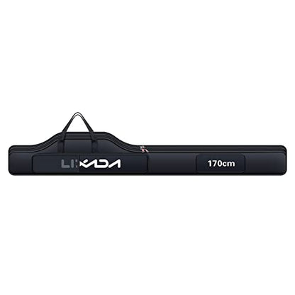 Lixada Portable Fishing Bag Folding Fishing Rod Reel Bag Outdoor Fishing Carrier Bag100cm/130cm/150cm (Black, 170cm), Black, 170cm, Modern - size: 170cm