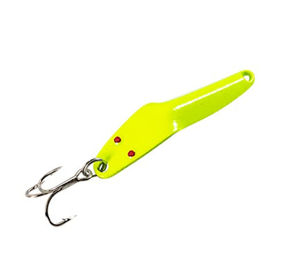 Al's Goldfish Lure Co. Lil' 49er Ice Jig - IFN50 Ice Fishing Jig with Treble Hook Off the Nose. Jigging Lure for Crappie, Perch, Panfish, Trout and Bass - 1/4 oz. 1-3/4" - color: Chartreuse Glow