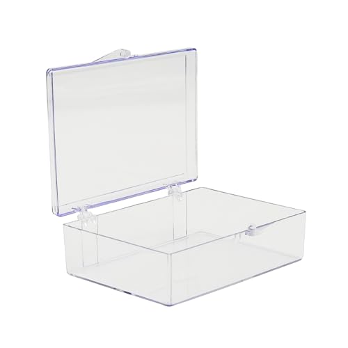 10-Pack Clear Hinged Plastic Containers, Keepsake Storage Boxes, 3 1/2" L x 2 9/16" W x 1" H, Made in USA, Plastic Display Case or Small Box for Storage and Organization - size: 3.5" x 2.56" x 1.0"