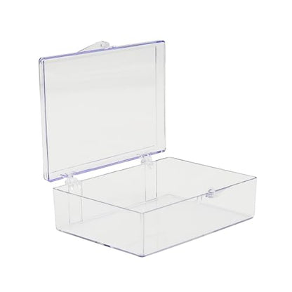 10-Pack Clear Hinged Plastic Containers, Keepsake Storage Boxes, 3 1/2" L x 2 9/16" W x 1" H, Made in USA, Plastic Display Case or Small Box for Storage and Organization - size: 3.5" x 2.56" x 1.0"