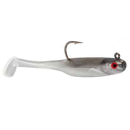 Strike King Homing Minnow Fishing Lure, Pre-Rigged Soft Plastic Swimbait, 3-Pack - color: Ghost Shad, size: 4"